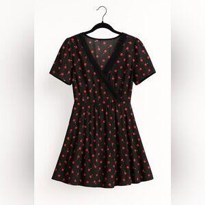 VM Black Dress with Cherry Print